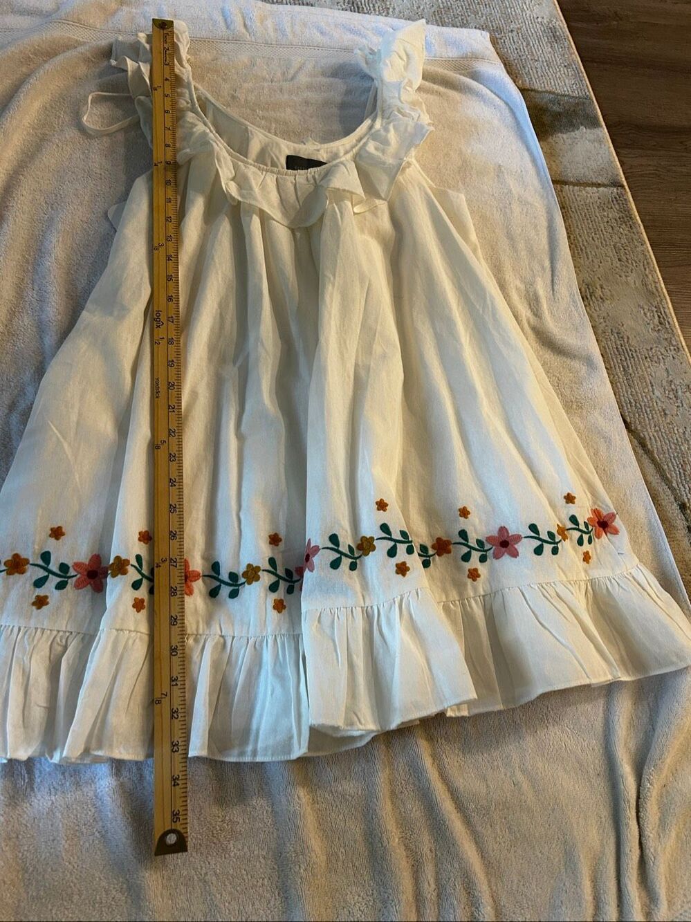NWT Hudson Gray Baby Doll Cotton Mini Dress White Embroidered L - Picture 9 of 11